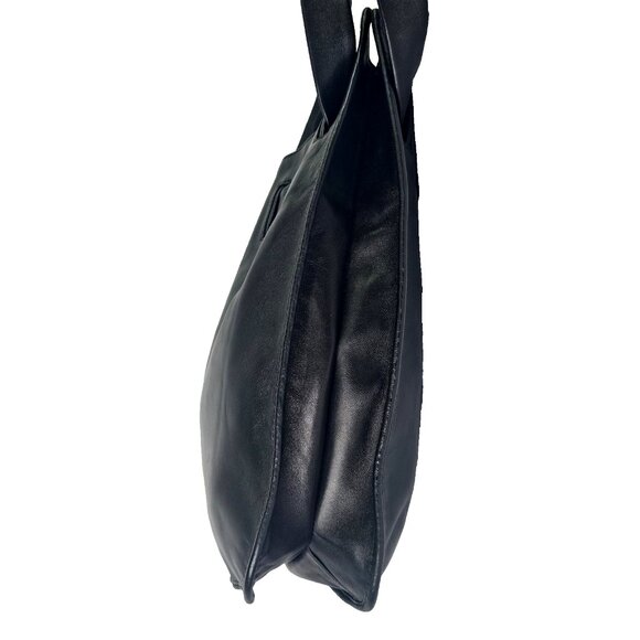 GUCCI Tom Ford Black Leather Drawstring Shoulder Bag Tote GG Double Straps Italy - Picture 12 of 16